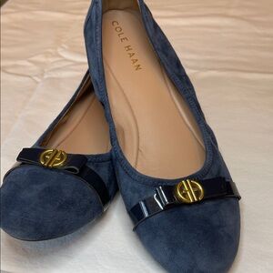 Cole Haan Women's Navy Flats with Gold Accent